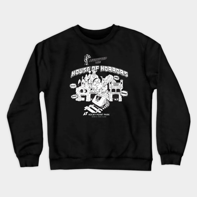 House of Horrors Rocky Point Warwick, RI (B&W) Crewneck Sweatshirt by Chewbaccadoll